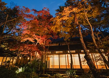 紅葉に囲まれた建物